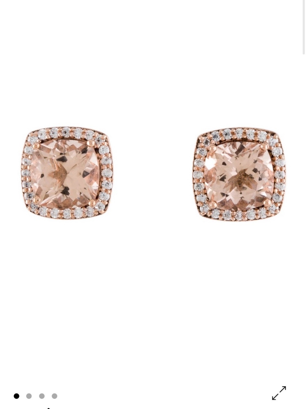 Rose Gold Morganite Halo Stud Earrings